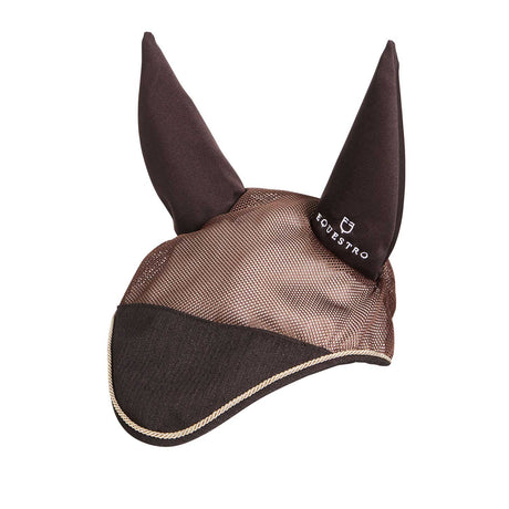 Equestro Cotton Fly Veil And Perforated Mesh Fabric #colour_brown