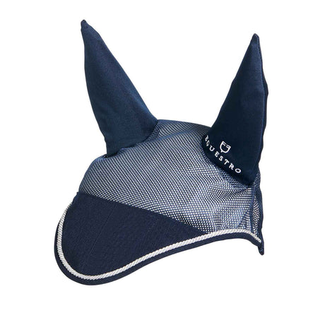 Equestro Cotton Fly Veil And Perforated Mesh Fabric #colour_blue