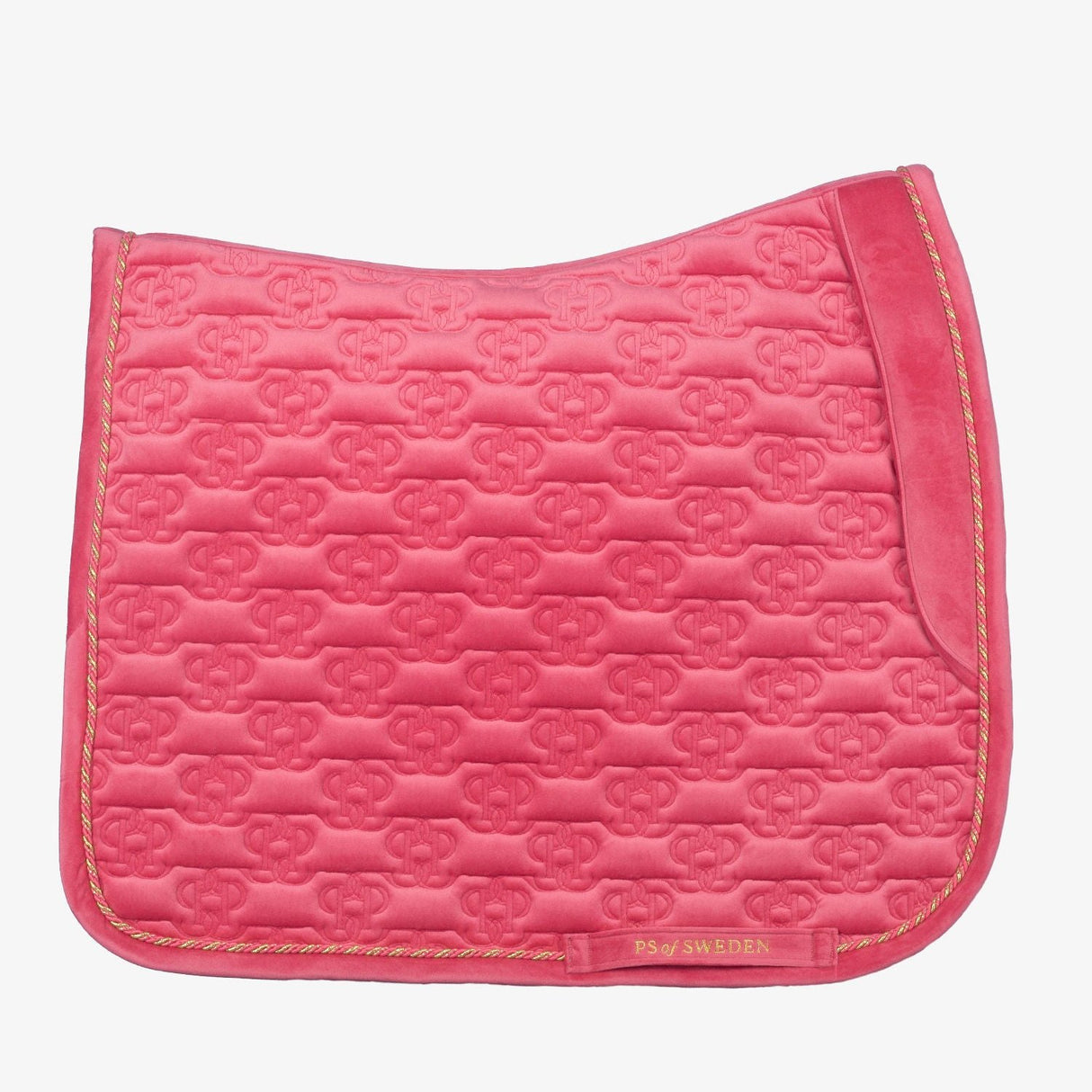 PS of Sweden Velvet Monogram Dressage Saddle Pad #colour_scarlet-pink