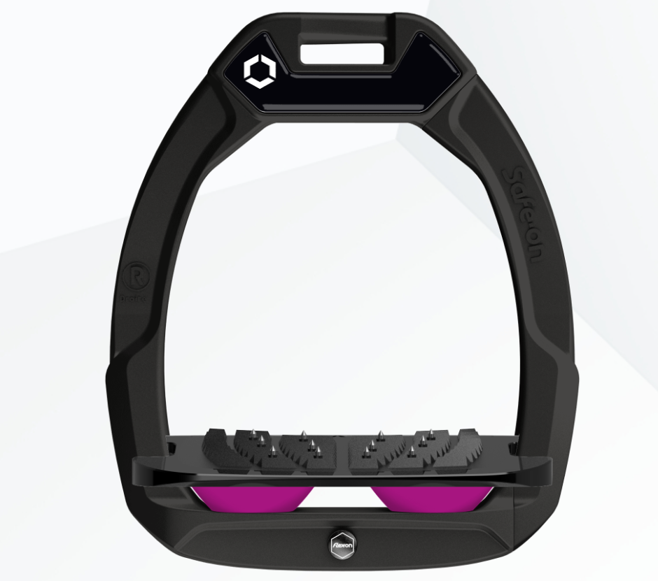 Flex-On Safe-On Inclined Ultra Grip Stirrups - Black/Black/Plum