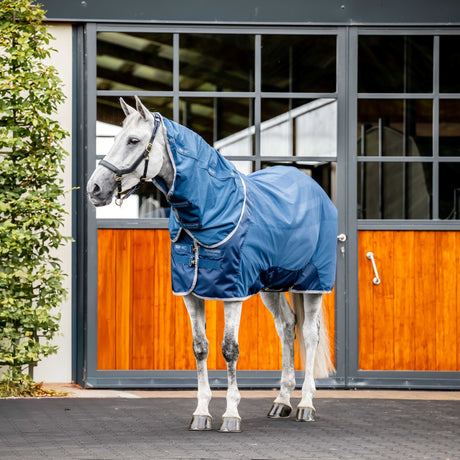 Horseware Ireland Ionic Therapy Mesh Cooler Hood #colour_imperial-blue-silver-navy