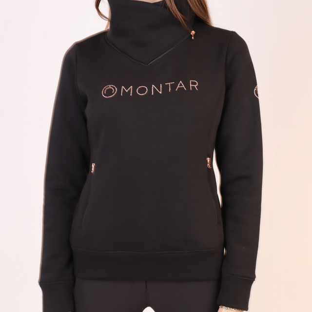 Montar Naja Side Zip Rosegold Junior Sweatshirt #colour_black