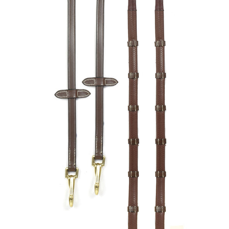 Whitaker Snap Clip 9-Loop Reins #colour_havana