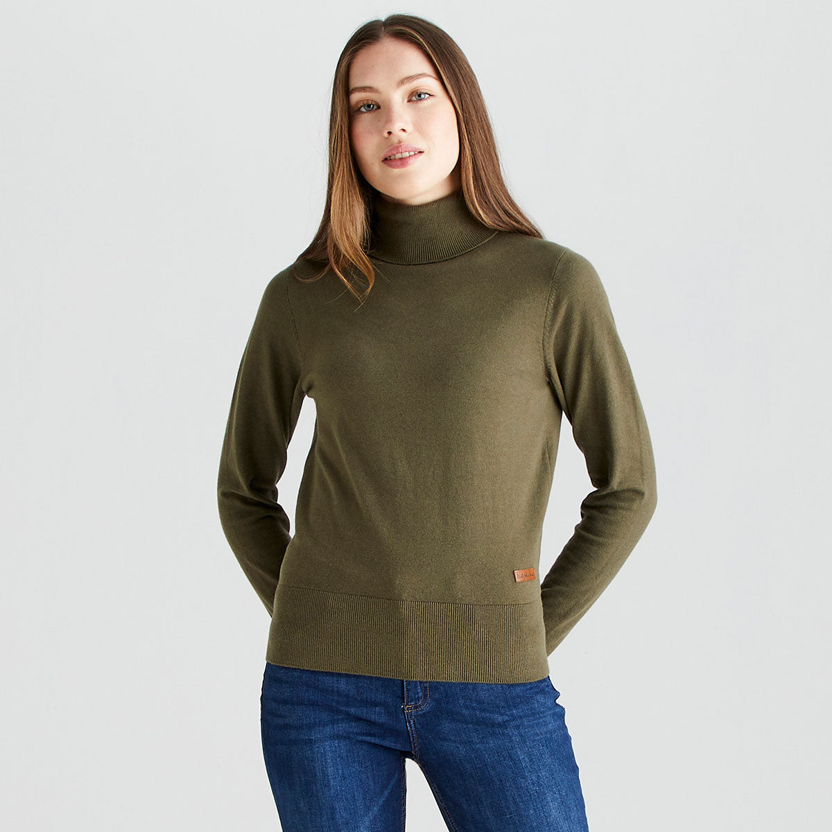 Women's Melford Knit Roll Neck - Khaki Green