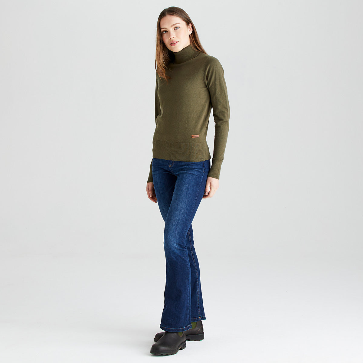 Women's Melford Knit Roll Neck - Khaki Green