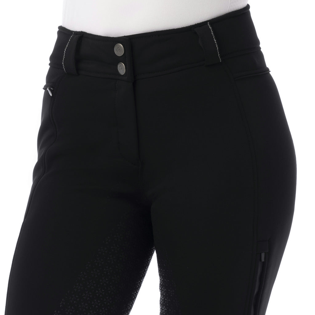 Equitheme Kitzbuhl Ladies Softshell Silicone Full Seat Breeches #colour_black