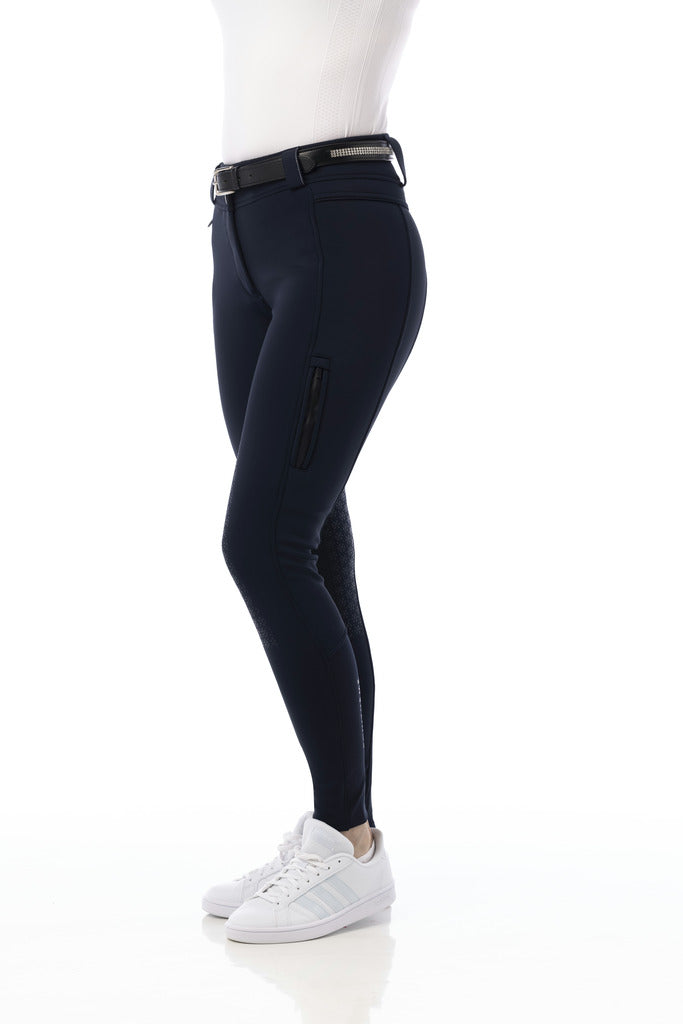 Equitheme Kitzbuhl Ladies Softshell Silicone Full Seat Breeches #colour_navy