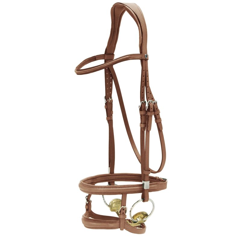 Stubben 2700 Pro-Jump Tandem Noseband Snaffle Bridle #colour_tobacco-tobacco