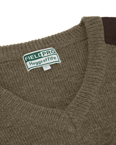 Hoggs of Fife Melrose II V-Neck Pullover #colour_meadow-green-marl