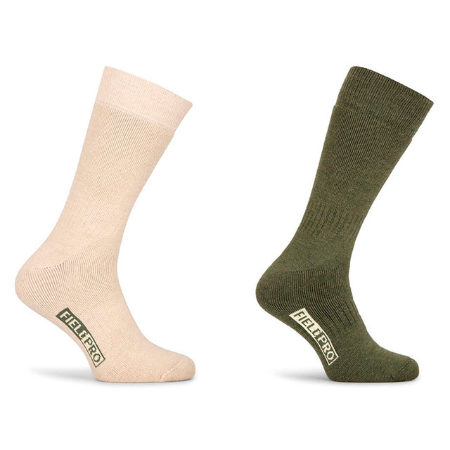 Hoggs of Fife Field Pro Thermal Socks - Pack of 2 #colour_olive-oatmeal