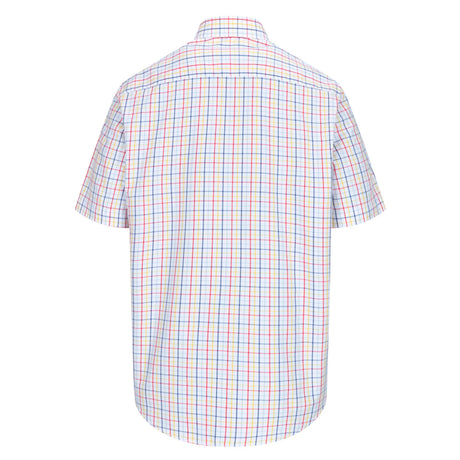 Hoggs of Fife Kessock Men's Short Sleeve Tattersall Shirt #colour_red-yellow-check