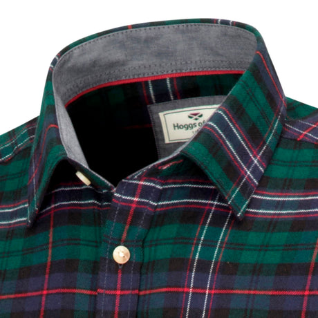 Hoggs of Fife Pitscottie Men's Flannel Shirt #colour_dark-green-tartan-check